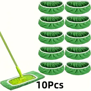 Super Absorbent Mop Pads 10pcs Reusable Flat Floor Mop Cloth Pads - Washable, Durable, Easy to Clean, High Absorbency, Long-lasting Cleaning Supplies