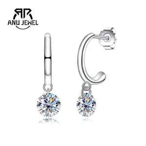 AnuJewel Moissanite Dangle Earrings 2CT D Color VVS1 925 Sterling Silver Women's Earrings Jewelry Hoop Earrings for Anniversary Brithday Daily Travel Proposal with Certificate
