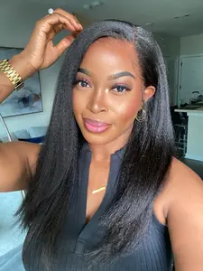 Synthetic Yaki Straight Wig 20 Inch, Kinky Straight Hair Wig, Ombre, Soft Yaki Wig for Women, Daily Use, Synthetic Fiber Wigs