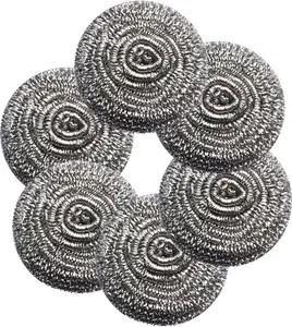 TM Commerce LLC 6Pcs Rustproof Metal Circular Scrubbers - Flexible, Eco-Friendly Scouring Pads for Cleaning Dishes, Stainless Steel Pans