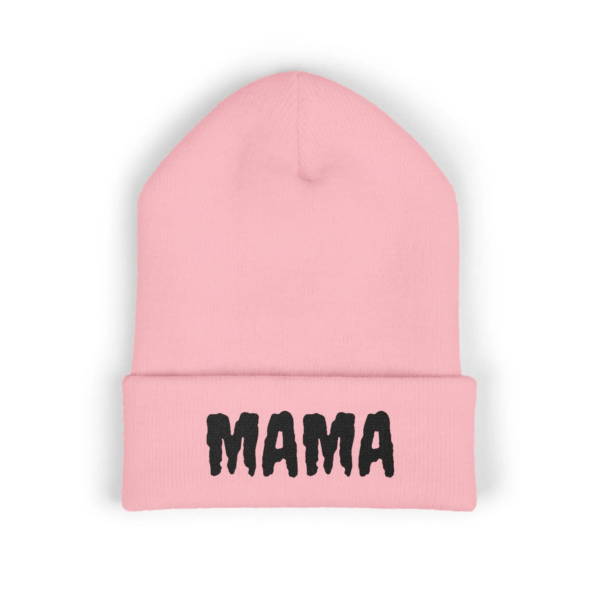 Mama Embroidered 12" Cuffed Beanie, Soft Acrylic Knit Winter Hat for Moms, Anti-Allergic Fabric, Perfect Mother's Day Gift, Embroidered Decoration, Everyday Wear, One Size