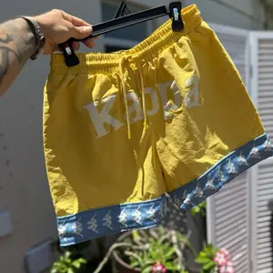 Kappa 222 Banda Calabash 3 Shorts Yellowlight Blue Men's Size Small Fits Like Women's 0 with Unique Drip Design