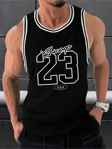 Men's Basketball Jersey, Breathable Basketball Vest, Casual Sporty Sleeveless Tank Top for Summer, Men's Clothes for Daily Wear, Sportswear Top, Gym Apparel