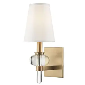 Luna Sconce - Transitional Wall Light with Bubbled Crystal Accent in Aged Brass, Polished Chrome, or Nickel