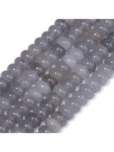 5x8mm Natural Stone Grey Labradorite Abacus Beads, Flat Loose Spaced Beads, for Jewelry Making DIY Exquisite Bracelets, Necklaces, Earrings Accessories, Gifts for Men and Women
