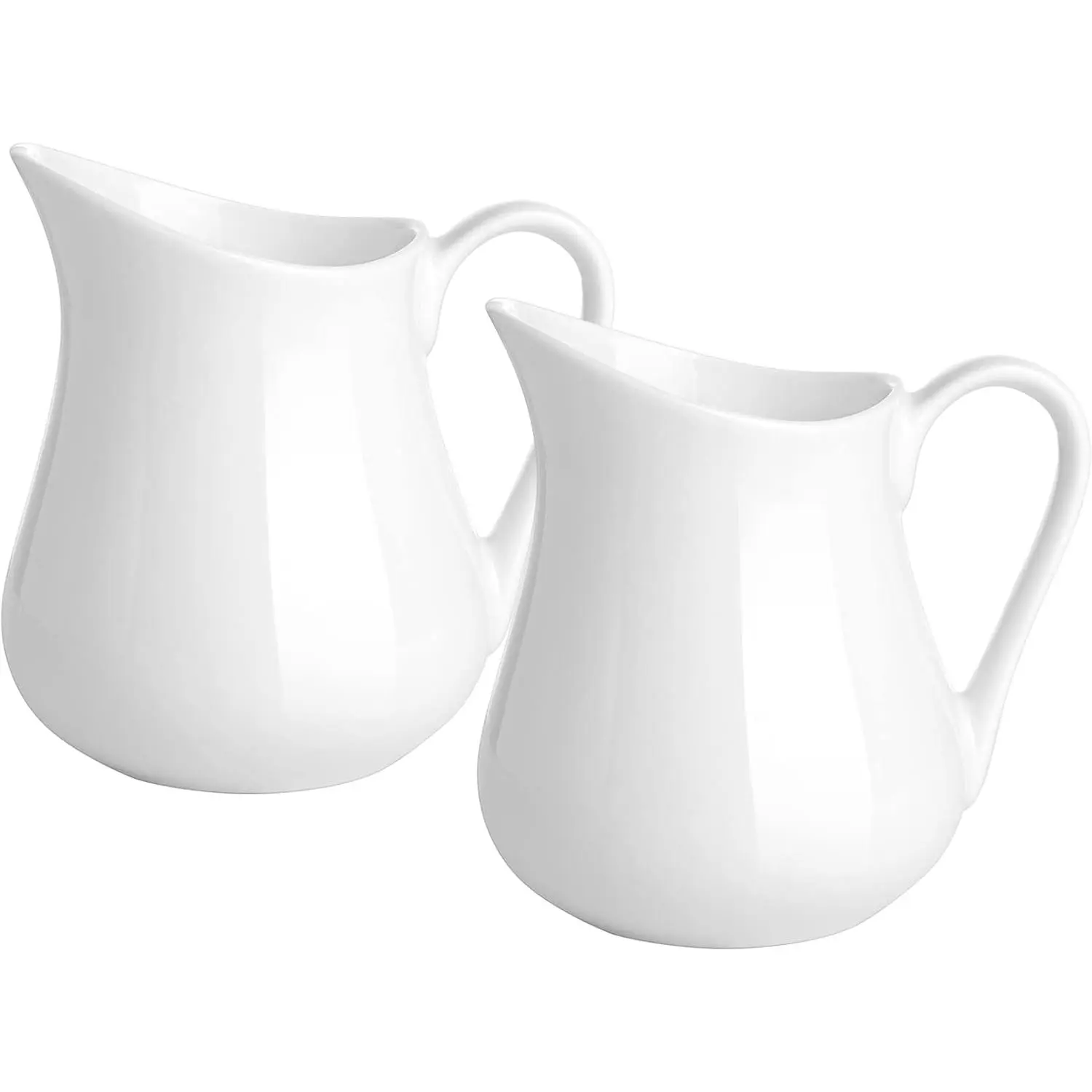 2 Pack 4 Oz Classic White Ceramic Small Creamer Pitcher with Handle- Fine Porcelain Small Milk Pitcher - Ceramic Creamer Container for Coffee Milk Sauces Salad, Microwave & Freezer Safe