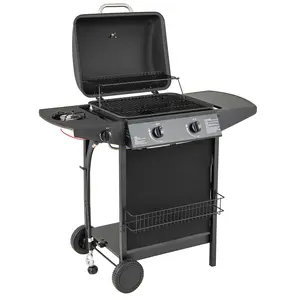 COSTWAY - 30,000 BTU Outdoor Burner Propane Gas Grill on Wheels-Black