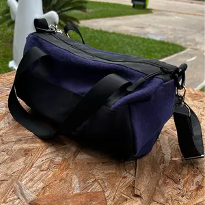 Hand made Cut and Sew Denim Mini Duffle Bag with Adjustable Strap