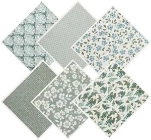 Green Swedish Dishcloths for Kitchen, 6 count Swedish Dish Cloths, Super Absorbent Washable  Floral Cloths Dish Towel, No Odor Cellulose Sponge (Light-Green)