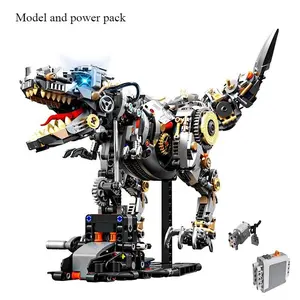 1268pcs Tyrannosaurus Rex Mechanical Stem Building Blocks Set, Moving Glowing Dinosaur Model, Creative 3D Desktop Ornament, Stress Relief Toy, Collectible Gift Box, Building Block Sets