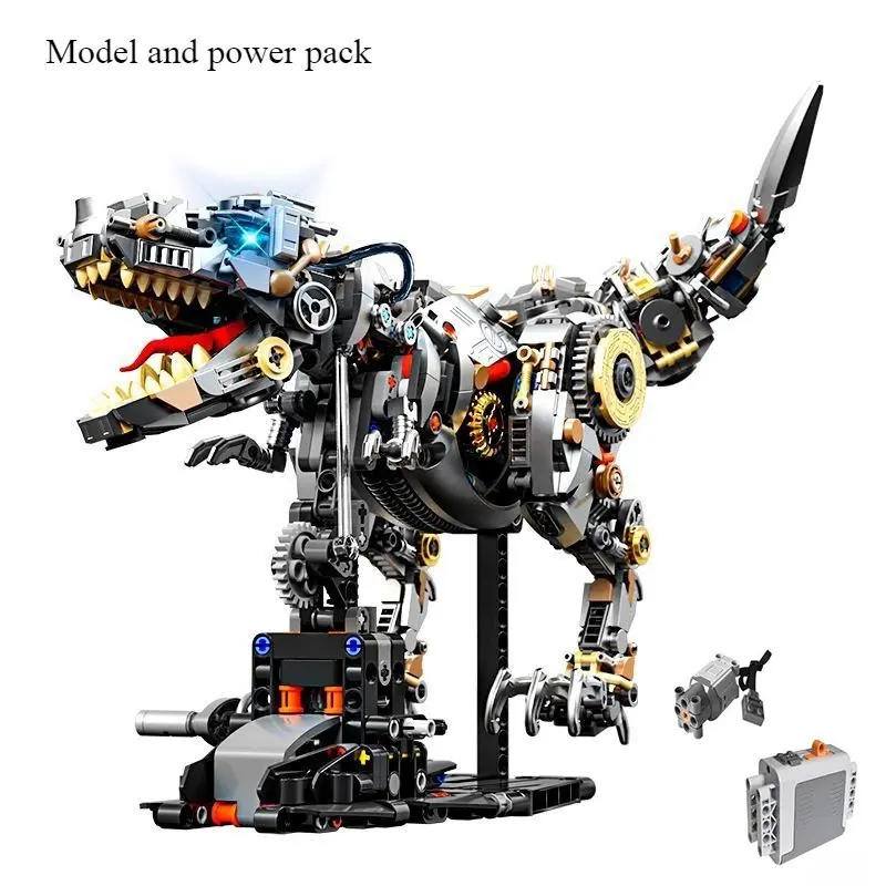 1268pcs Tyrannosaurus Rex Mechanical Stem Building Blocks Set, Moving Glowing Dinosaur Model, Creative 3D Desktop Ornament, Stress Relief Toy, Collectible Gift Box, Building Block Sets, Diy Playset