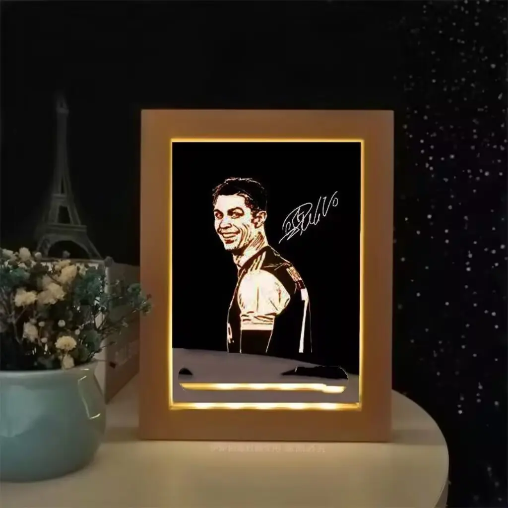 3D Picture Frame Lamp - Simple Soccer Star Number 7 Decorative Atmosphere Light for Home, Festive Party Decorations, Cool Lights