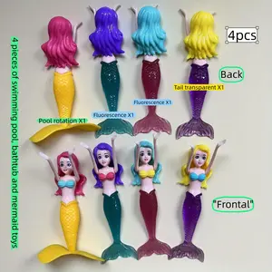 4 Mermaid swimming pool diving sets, diving pool toys, bathtub toys, swimming pool toys, swimming toys, suitable for boys and girls, summer beach water games, children's birthday gifts