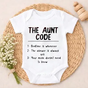Baby Bodysuit The Aunt Code Print 100% Pure Cotton Non-Irritating Snap Closure Breathable Stretchy Perfect For Gifting & Everyday
