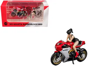MV Agusta Superveloce 800 Motorcycle Red and Silver with Figure 1/64 Diecast Model by CM Models