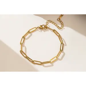 Lisa Paperclip Bracelet, 18K Gold Plated Steel