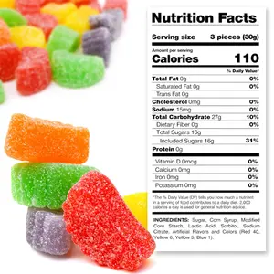 Assorted Fruit Slices Jelly Candy 2 Pound Bulk Bag of Old-Fashioned Sugar-Dusted Gum Drops, Jelly Fruit Mix, Nostalgic Soft Gems for Gifts & Bowls