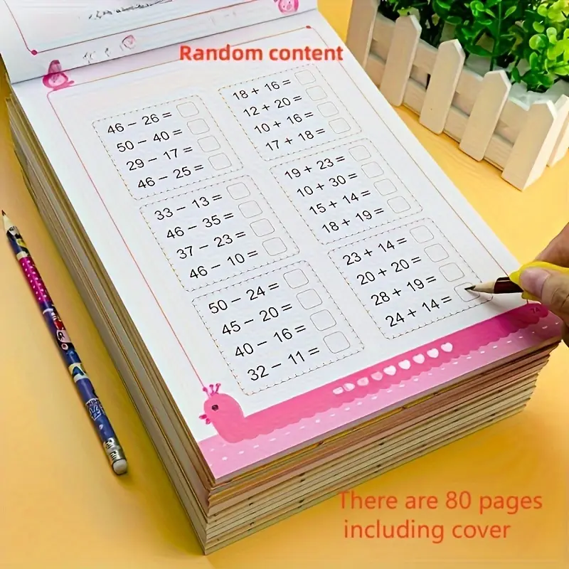 Handwriting 80 Pages/ Book Of Students Addition And Subtraction Learning Mathematics Chinese Character Strokes Exercise Books, Math Exercises, Learning Materials, Student Essentials, School Supplies