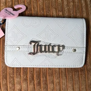 Juicy Couture Wallet - White Embossed Design with Silver Studs and Logo Charm