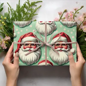 Retro Santa Claus Wrapping Paper I Christmas Gift Wrap I Holiday Gift Wrap I Wrapping Paper 30x36, 30x72, 30x180