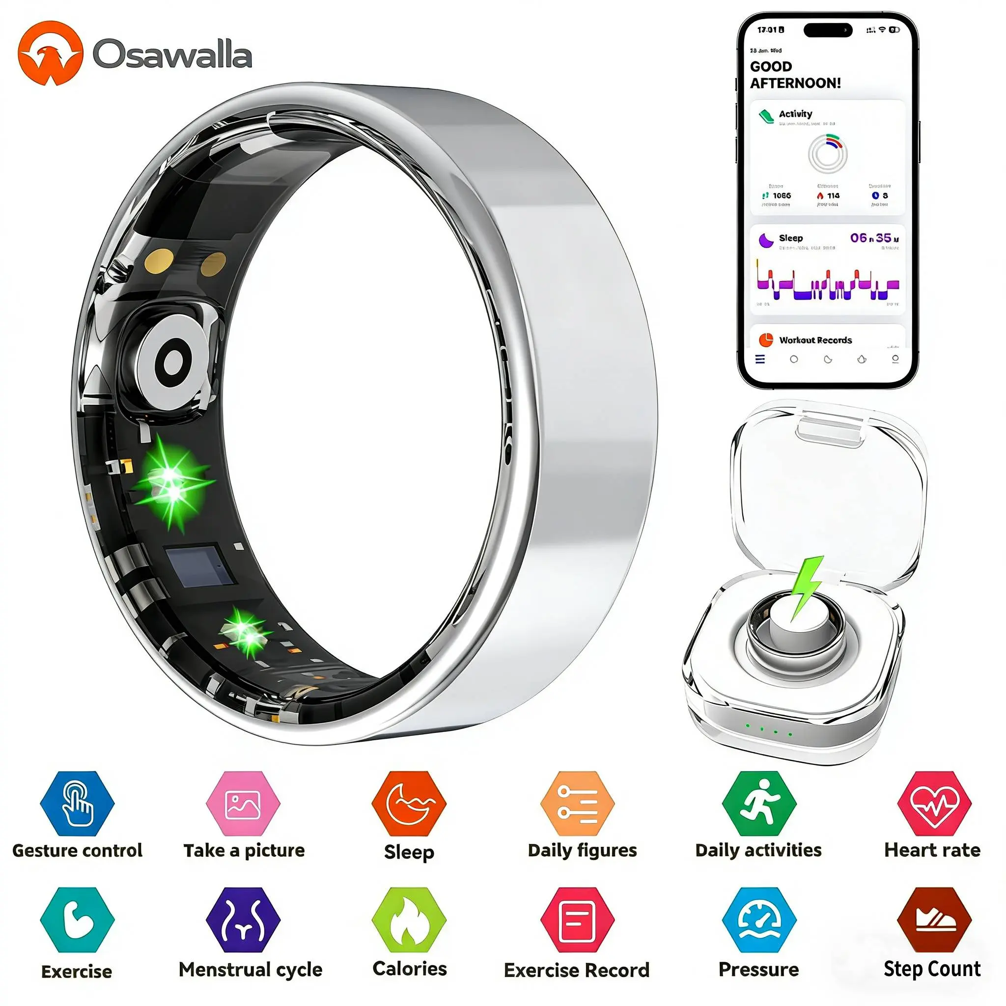 2026 New Smart Ring, Sleep & Heart Rate Monitoring,5ATM Waterproof for Swimming, Unisex Couple Style, Compatible with Android & iOS,father'sdaygifts