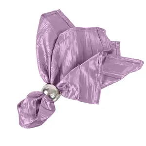 5 Pack Taffeta Napkins 20"x20" Violet Amethyst - Accordion Crinkle Cloth Napkins