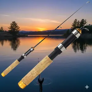 Ultimate Portable Ice Fishing Rod: 3-Section Telescopic Design (25-60cm), Compact & Durable for Winter Fishing. Features Anti-Slip Grip, High Sensitivity, and Spinning Cast for Ice Jigging & Panfish. Perfect for On-Ice Fishing. Telescopic Spincast Rod