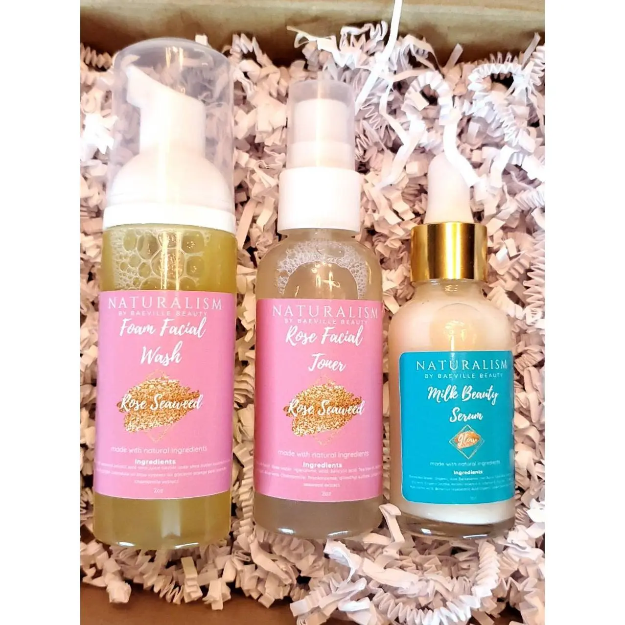 Rose Seaweed Foam Facial Wash/ Toner w/Goat Milk Serum & Face Butta Set