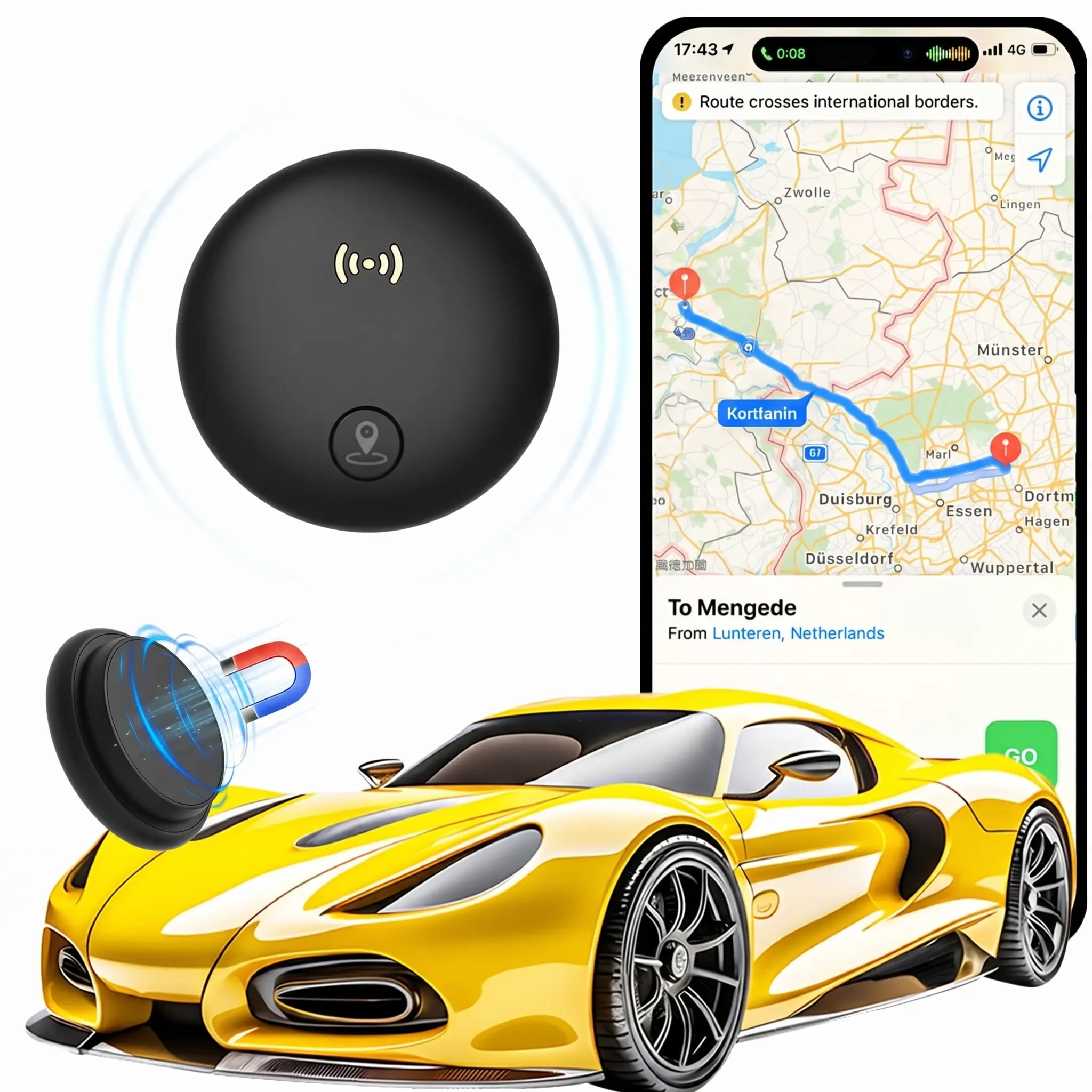 Car GPS Tracker - Built-in Strong Magnet, Magnetic Mini Vehicle Tracker, No Monthly Fees/No SIM Card Required (Compatible With IOS And Android), Global Anti-Theft Device, Hidden Tracker, IPX7, 730-Day Battery Life, Suitable For Cars And Other Items