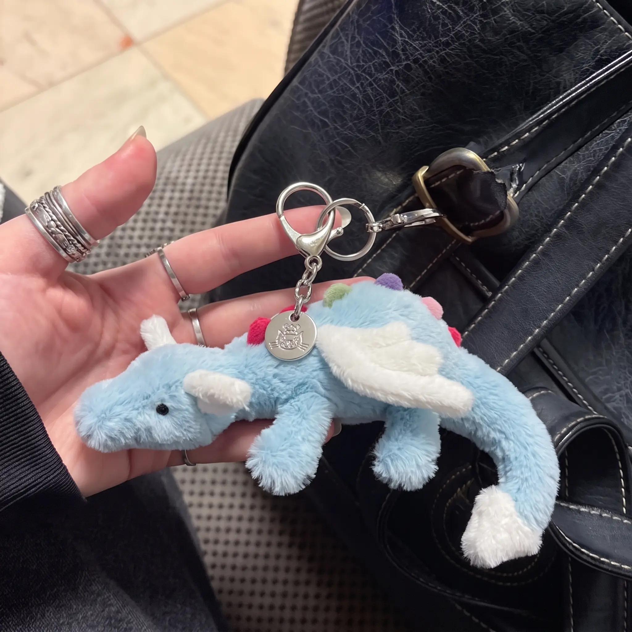 JELLY CAT Sky Dragon Bag Charm, Jelly Cat Dragon Plush Keychain, Cute Soft Bag Accessory Dangle, Fantasy Gift for Her, Bag Charm