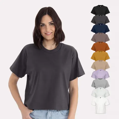 Next Level Women's Boxy T-Shirt, Multi Pack Crew Neck Heavyweight Tees for Ladies, Bulk Cotton Relaxed Fit Undershirts - 11 Different Colors