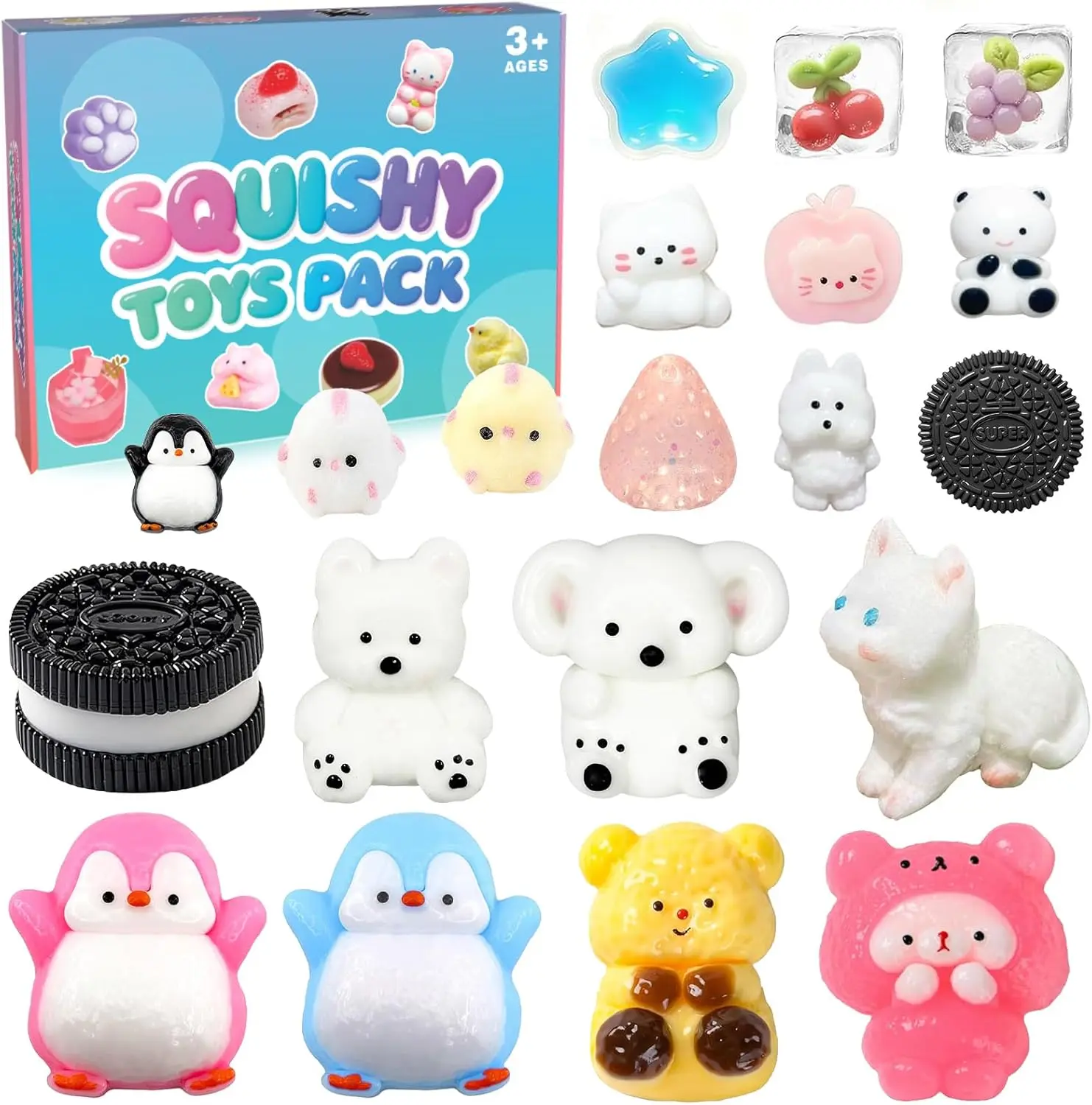 20PCS Taba Squishy Pack Fidget Toys, Sensory Gifts To Relieve Anxiety And Stress,  Fufu Squeeze Toysfor Kids' Birthday Party Favors, Classroom Goodie Bag Fillers For Boys & Girls(8 Big+12 Small)