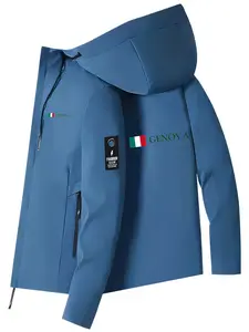 Trendy Fashion Men's Italian Flag and GENOVA Printed Hooded Jacket for Daily Casual Wear and Outdoor Activities