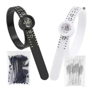 50Pcs Reusable Ring Sizer Measuring Tool with Magnifier - Adjustable Ring Sizing Gauge for Accurate Ring Size Measurement
