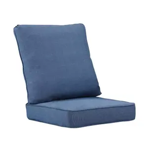 Oakland Living 2pc Deep Seating Outdoor Cushion Set with Ties Blue: Removable Polyester Cover, High-Density Foam, All-Weather Design, Zipper Closure
