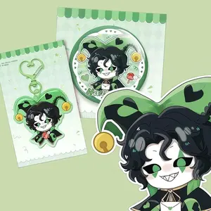 Pierrot Freak Circus Harlequin keychain& pin Creepy Cute Alt Circuscore Collectible | Gothic Kawaii