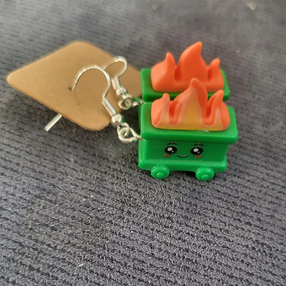 dumpster fire earrings