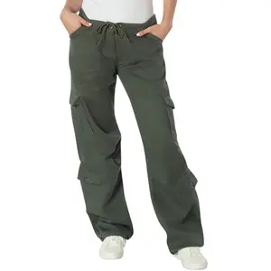 Olive Drab - Paratrooper Fatigue Army Pants - Heavy Cotton, Zipper Fly, Women's