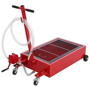 20 Gallon Oil Drain Pan Oil Drain Tank, 76L Low Profile Oil Drain Pan, Large Capacity Oil Change Pan with Manual Pump & T Foldable Hand and Wheels, 8FT Hose Oil Drain Cart for Car, SUV, Trucks
