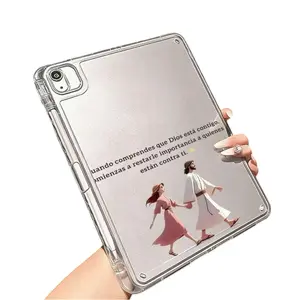 Jesus Case with Pencil Holder Compatible with IPad 11th Gen 11-Inch/iPad 10th Generation/Air1/2/mini 6/7/Pro 2020/2021/2022 10.9 Inch, Clear Smart Tablet Computer TPU Protective Cases, Four Corner Airbag Anti Drop,Perfect for Girlfriend and Boyfriend Gift