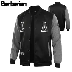 Men's Letter Print Patchwork Colorblock Baseball Collar Jacket — A Must-Have for Everyday Fashion and Outdoor Casual Wear