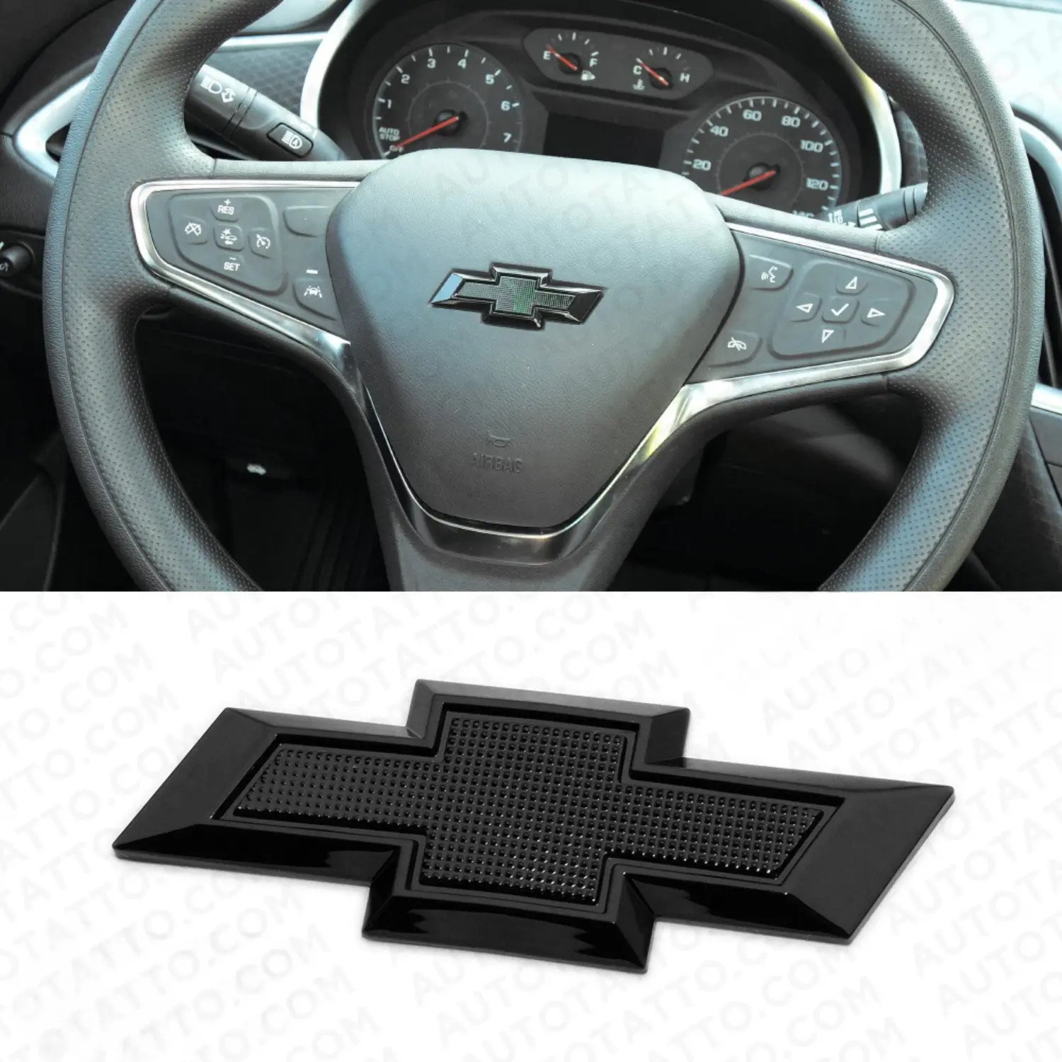 Gloss Black Steering Wheel Bowtie Overlay Chevy Silverado 2014-2024 Emblem Badge