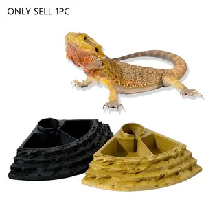 Automatic Feeder and Waterer for Reptiles, Resin Material, Lizard Snake Gecko Tortoise Rock-Like Drinking Bowl, Includes Plastic Bottle