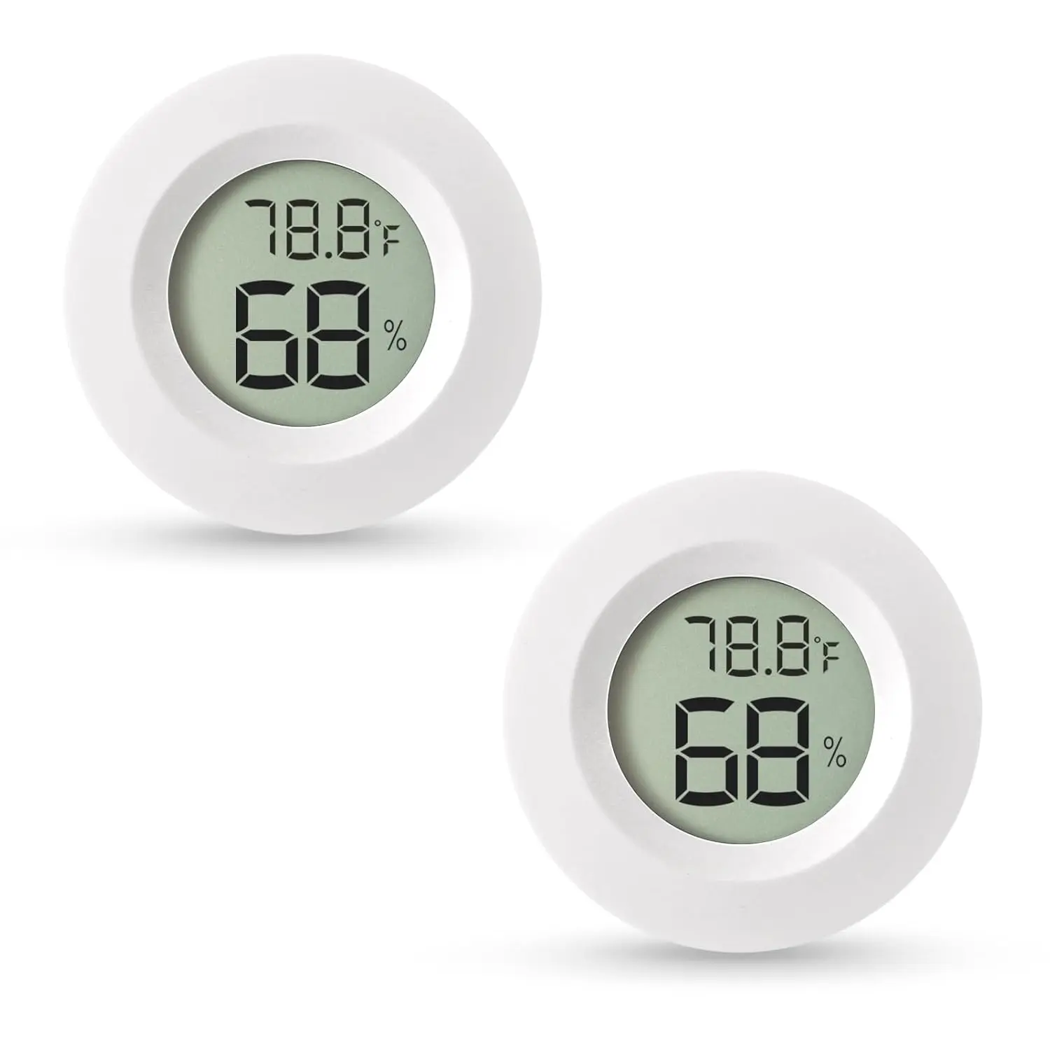 2-Pack Mini Hygrometer & , Indoor Outdoor Digital Humidity Meter Gauge Temperature, ?/?, for Home, Office, Reptile, , Greenhouse, Lab, Terrarium, Cellar.. A01 White