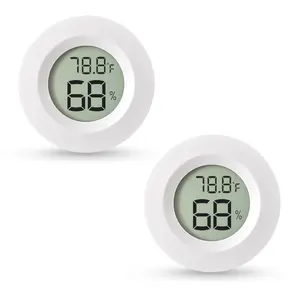 2-Pack Mini Hygrometer & , Indoor Outdoor Digital Humidity Meter Gauge Temperature, ?/?, for Home, Office, Reptile, , Greenhouse, Lab, Terrarium, Cellar.. A01 White