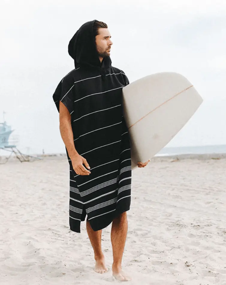 Sand Cloud | Classic Stripe Hooded Poncho - Black