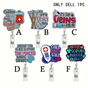 Badge Holder, 1 Count ID Card Retractable Reel with Clip, Identification Badges & Supplies for Nurse & Doctor & Pharmacist, Badge Decoration, Badge Reels Retractable