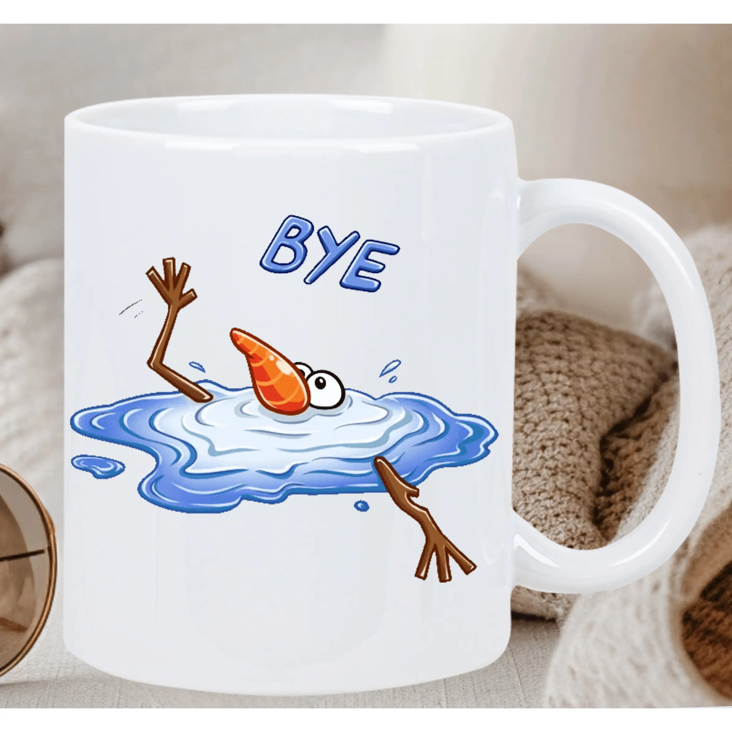 1pc 11oz Charming Snowman Ceramic Mug - Insulated for Hot & Cold Drinks, Reusable, Hand Wash Only - Perfect Gift for Birthdays, Holidays, Christmas, New Year, Valentine'S Day - White Drinkware