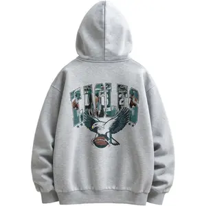 Eagles Vintage Graphic Hoodie, Retro Football Eagle Design Pullover, Sports Team Inspired Streetwear Hoodie, Casual Oversized Outfit, Unisex Hoodie For Fans