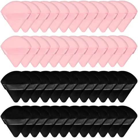 Colovis  Powder Puff Set Soft Velour Triangle Makeup Sponge for Foundation & Loose Powder Pink & Black Ideal for Travel Daily Use Easy to Clean Beauty Tools